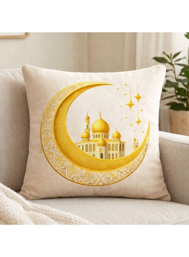 سنوز كوشن كوفر رمضان قطعتين، 40*40 سم، تصميم هلال - Image 3