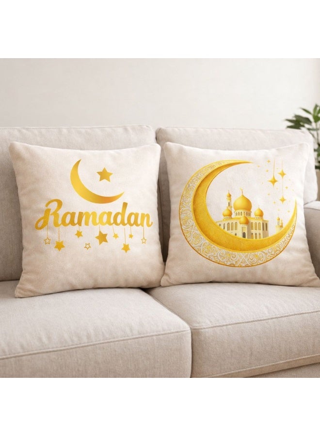 سنوز كوشن كوفر رمضان قطعتين، 40*40 سم، تصميم هلال - Image 4