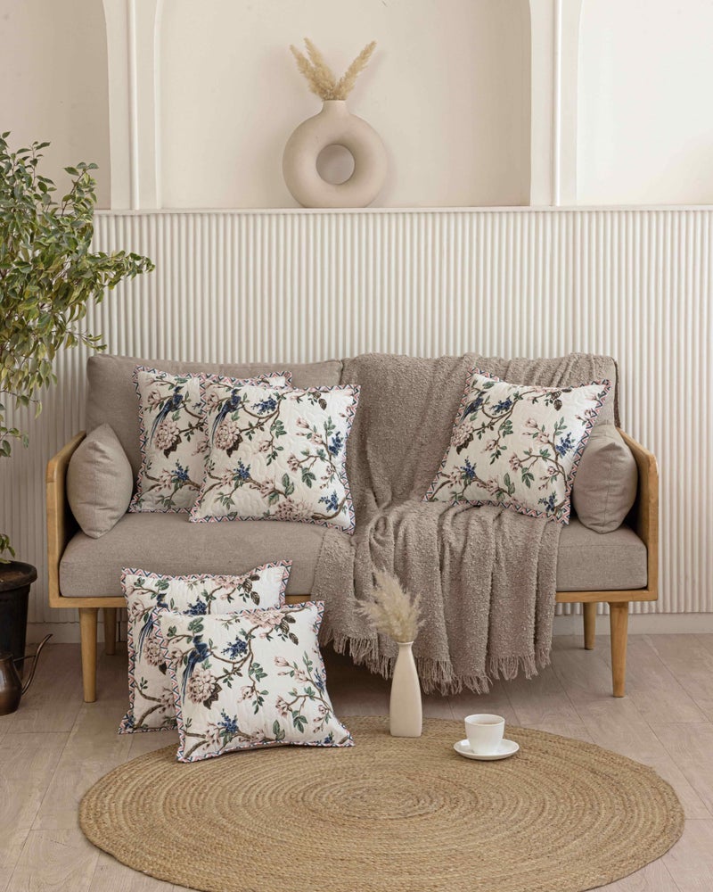 Clasiko Premium Cotton Cushion Covers; Set of 2; 18x18 Inches; Vibrant Florals - Image 5