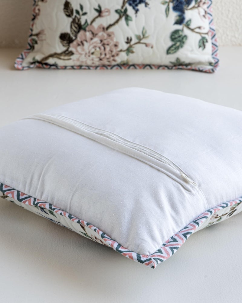 Clasiko Premium Cotton Cushion Covers; Set of 2; 18x18 Inches; Vibrant Florals - Image 4