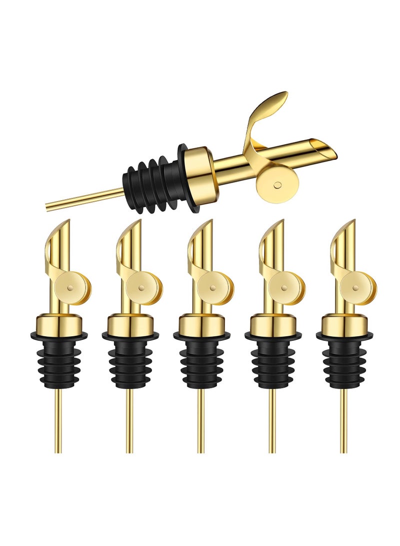 SYOSI Pourer Spouts Stainless Steel Coffee Syrup Dispenser Elegant & Classy Olive Oil Bottles for Kitchen Cooking Oil Dispenser Container Cruet with Pourer Spout - 6pcs Gold - Image 1