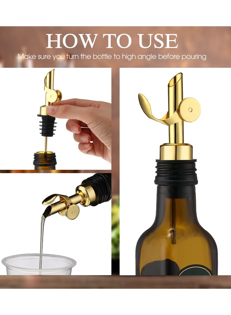 SYOSI Pourer Spouts Stainless Steel Coffee Syrup Dispenser Elegant & Classy Olive Oil Bottles for Kitchen Cooking Oil Dispenser Container Cruet with Pourer Spout - 6pcs Gold - Image 5
