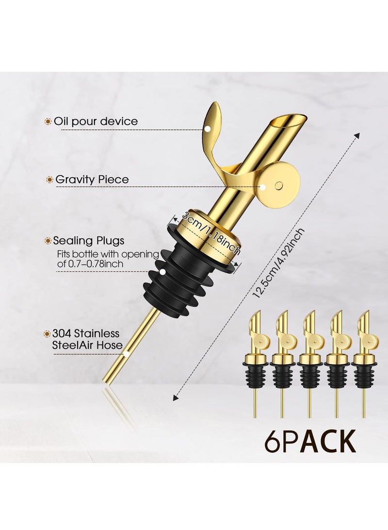 SYOSI Pourer Spouts Stainless Steel Coffee Syrup Dispenser Elegant & Classy Olive Oil Bottles for Kitchen Cooking Oil Dispenser Container Cruet with Pourer Spout - 6pcs Gold - Image 3