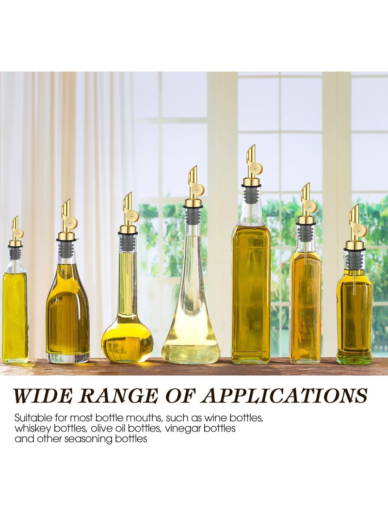 SYOSI Pourer Spouts Stainless Steel Coffee Syrup Dispenser Elegant & Classy Olive Oil Bottles for Kitchen Cooking Oil Dispenser Container Cruet with Pourer Spout - 6pcs Gold - Image 4