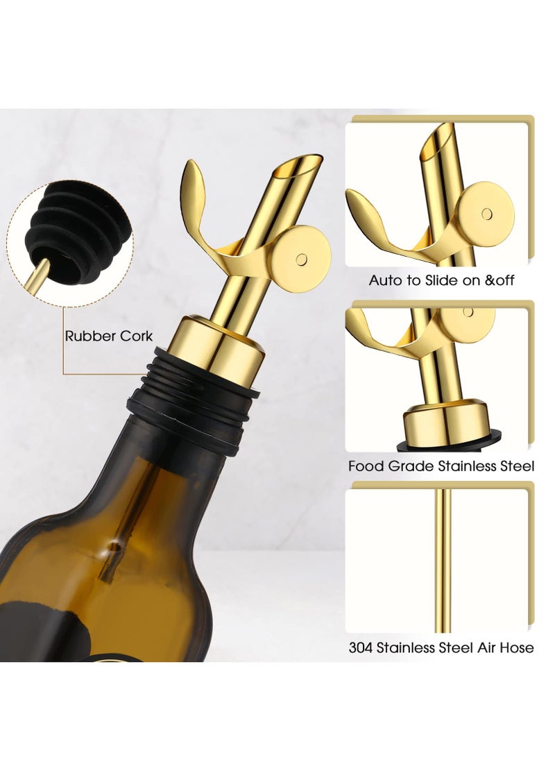 SYOSI Pourer Spouts Stainless Steel Coffee Syrup Dispenser Elegant & Classy Olive Oil Bottles for Kitchen Cooking Oil Dispenser Container Cruet with Pourer Spout - 6pcs Gold - Image 2