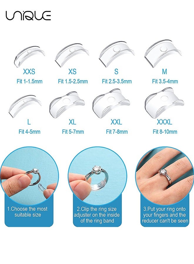 Unique Ring Size Adjuster, 8 Pcs Invisible Ring Size Adjuster for Loose Rings with 8 Sizes, Ring Adjuster Fit Any Rings Guard Spacer, Ring Size Reducer Spacer Ring Guard - Image 3