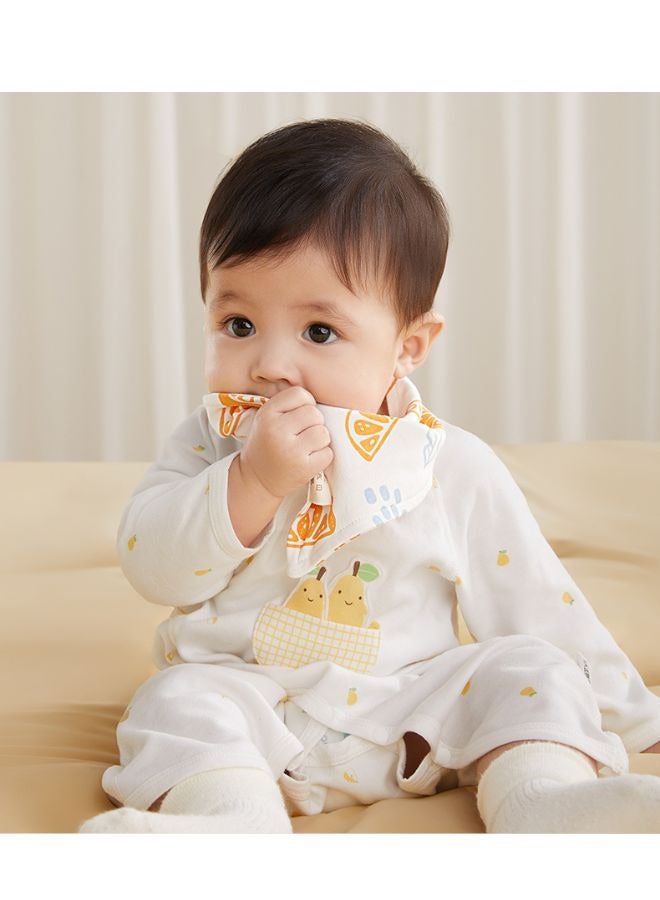 TEN-M JOURNEY October Crystal 3 baby cotton triangle towels, Baby Cotton Bibs Towel, Baby Cotton 3Pcs Bibs Fruits Printing Soft Bandana for Newborn Size 30x30x42cm - Image 5