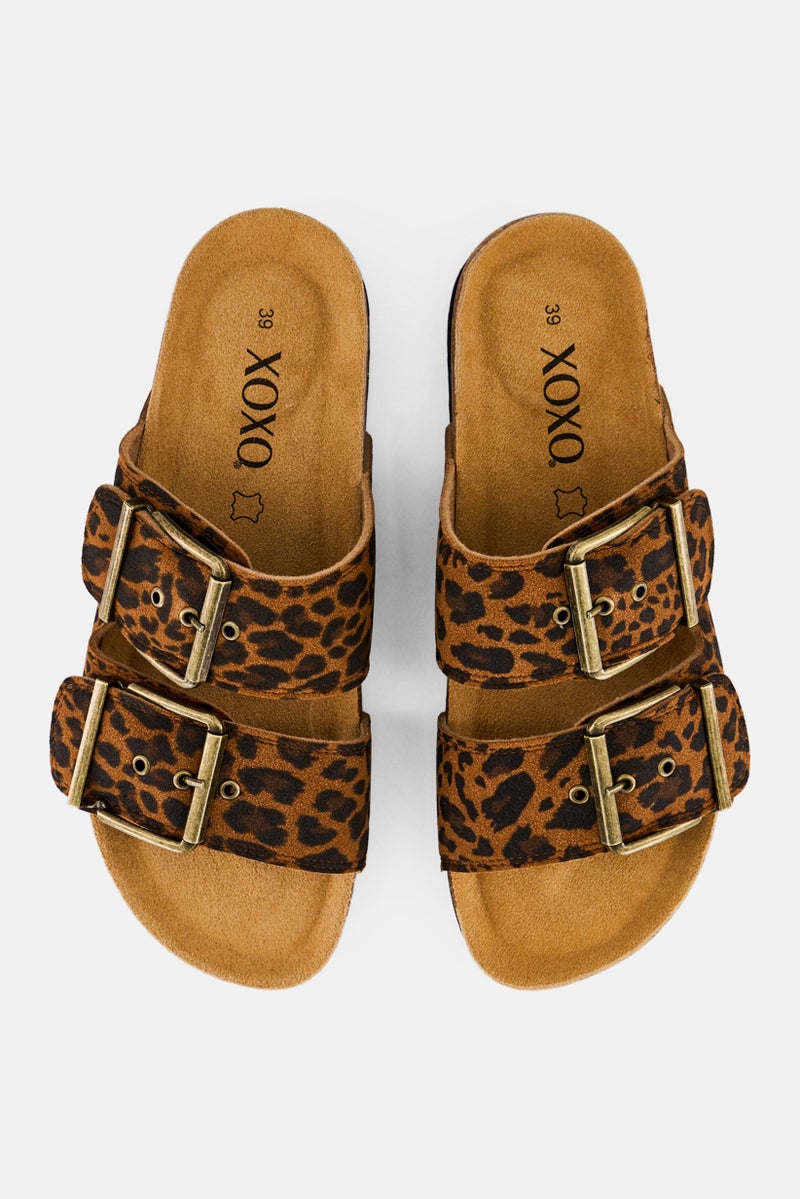 XOXO Women Slip On Animal Print Sandals, Multicolor - Image 2