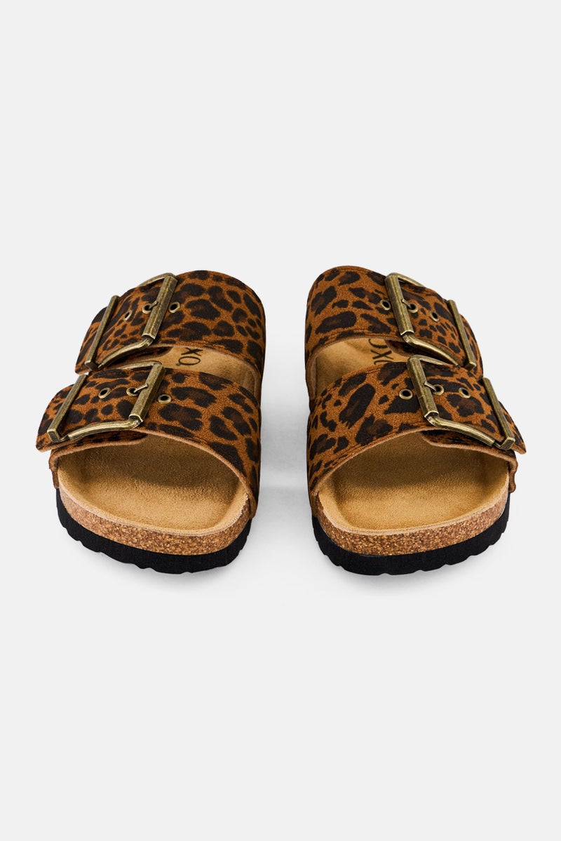 XOXO Women Slip On Animal Print Sandals, Multicolor - Image 3
