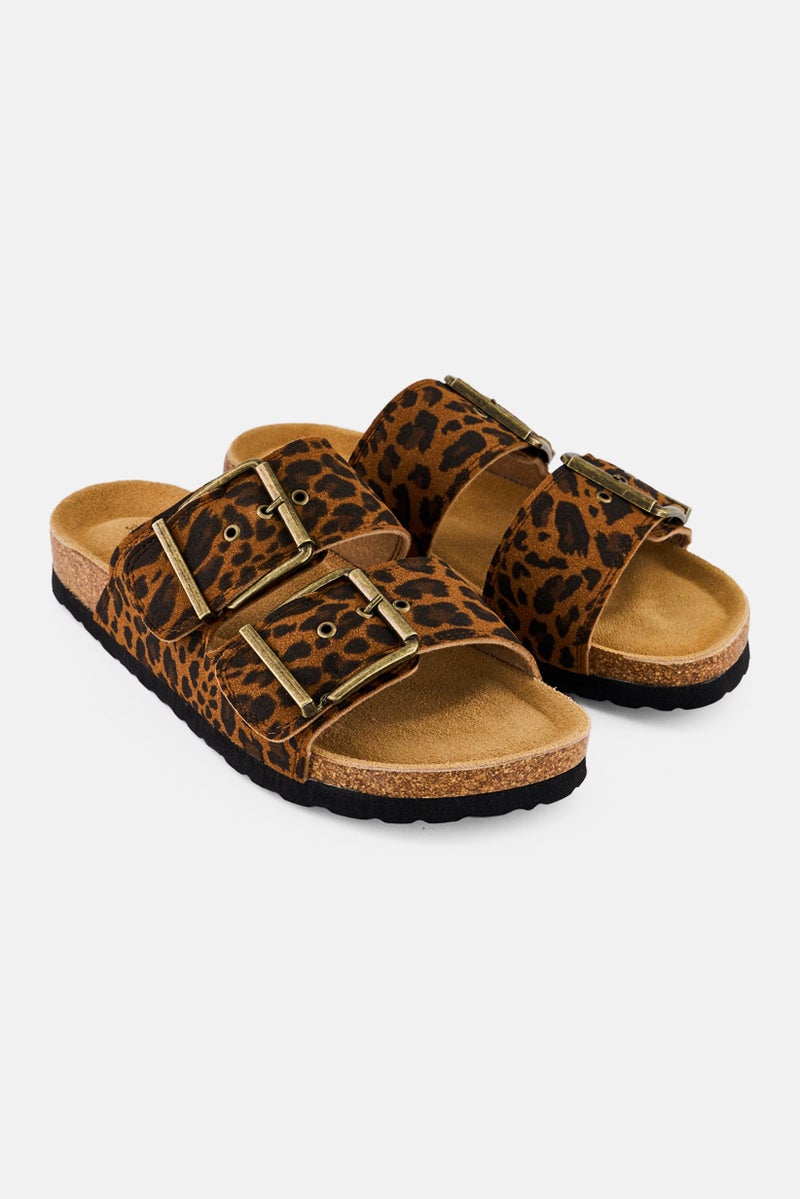XOXO Women Slip On Animal Print Sandals, Multicolor - Image 1