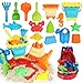 Elovien Beach Sand Toys Set 24PCS Sandbox Toys with Mesh Backpack Bag Included 2 Foldable Buckets Pails Sand Molds Shovels Rakes and Watering Can Summer Outdoor Toys for Kids Toddlers Boys Girls - Image 4
