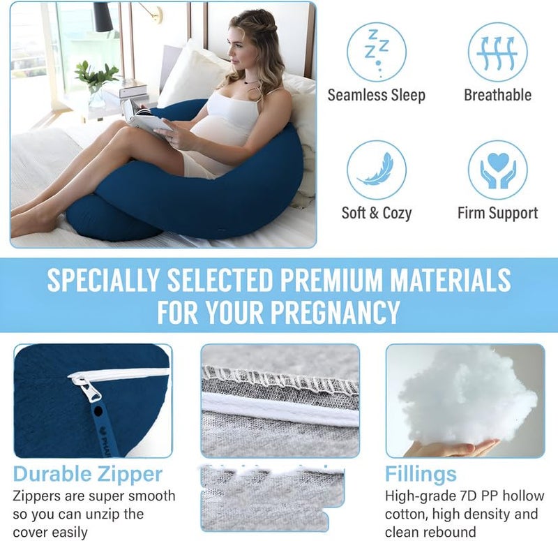 DADDY COOL Full Body C Shape Pregnancy Pillow for Pregnant Women, Maternity Pillow Gift for Pregnancy Sleeping Pillow Pack of 1 Sea Blue - Image 4