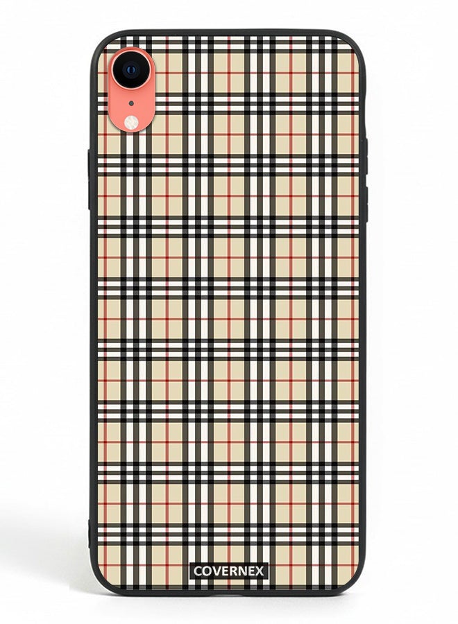 Covernex Apple iPhone XR Protective Case Cover Printed Featuring Classic Neutral Plaid Pattern - Image 2