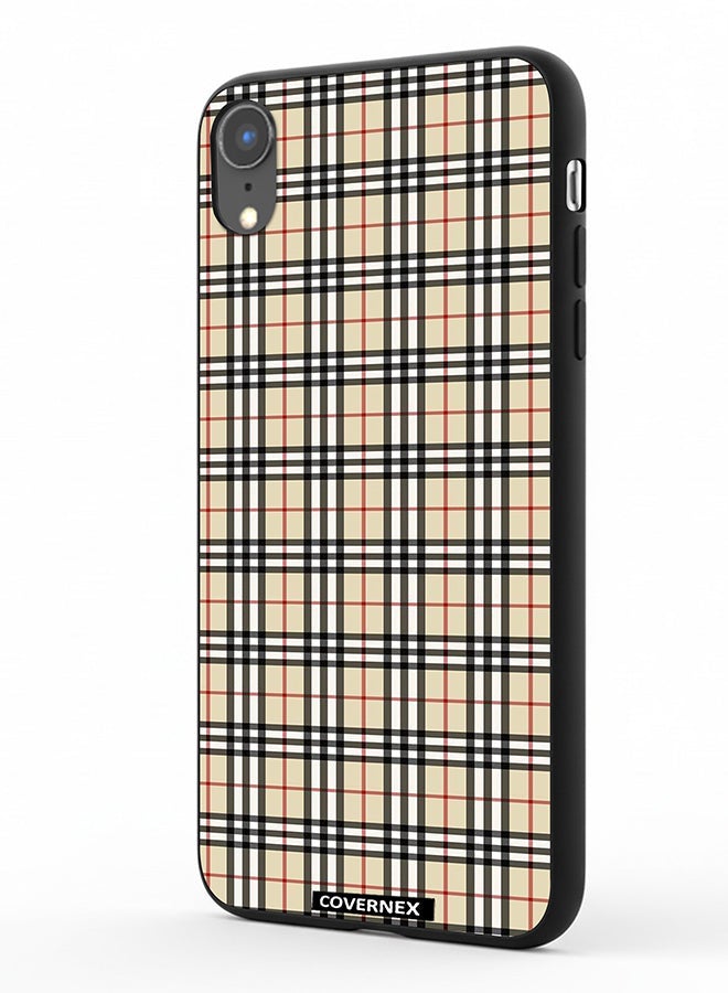 Covernex Apple iPhone XR Protective Case Cover Printed Featuring Classic Neutral Plaid Pattern - Image 1