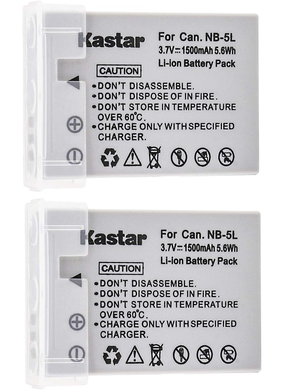 Kastar Kastar NB5L Battery 2Pack for Canon PowerShot S100 S110 SD700 SD790 SD800 SD850 SD870 is SD880 is SD890 is SD900 is SD950 is SD970 is SD990 is SX200 is SX210 is SX220 is SX230 HS  - Image 1