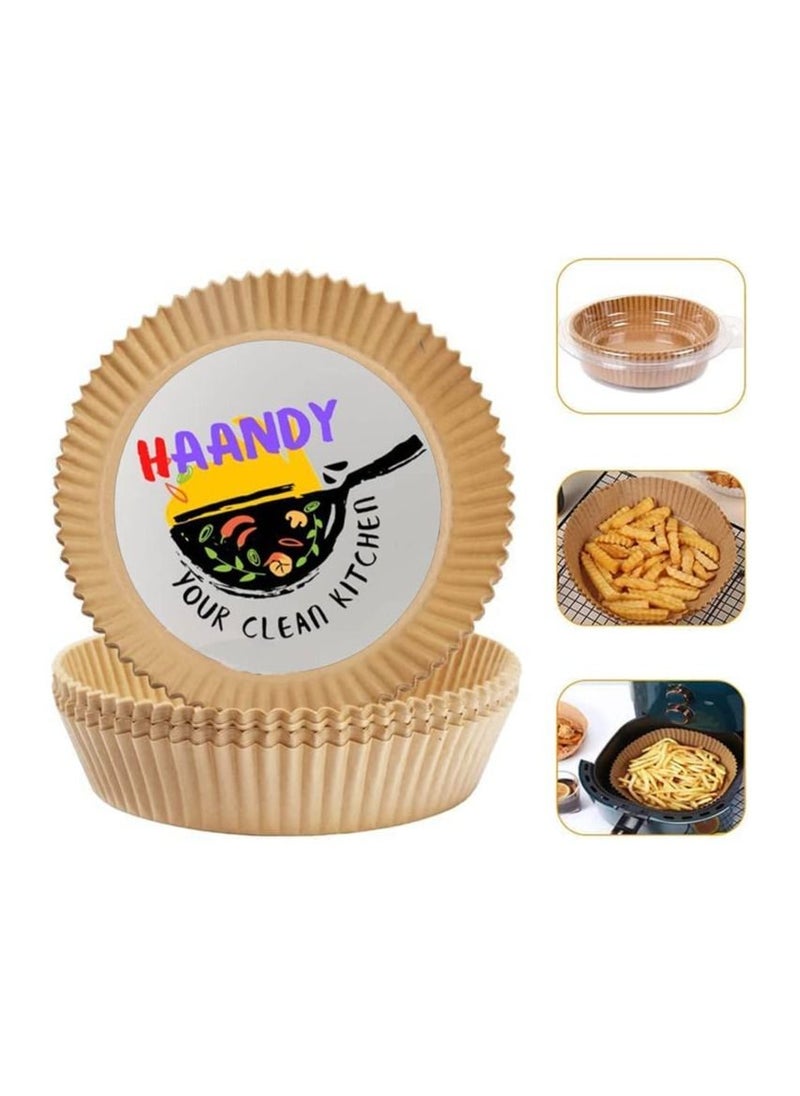 HAANDY - HAANDY 100pcs Air Fryer Disposable Paper Liner, 6.3inch Non-Stick Air Fryer Liners, Parchment Paper for Air Fryer, Baking Paper for Air Fryer Oil proof, Food Grade Paper Liner - Image 1