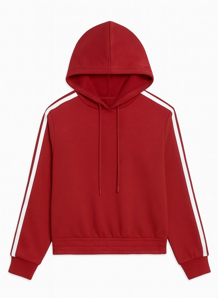 فكتور اند جين طقم هودي وبنطلون رياضي أحمر للبنات قطن فليس % - Image 3