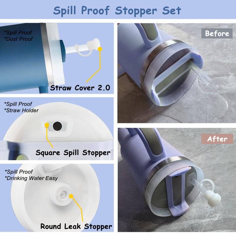 vikgle Stanley Cup Accessories Set,Including 2 Pcs 0.4in Straw Cover, 1 Silicone Spill-Proof Stopper Set of 3, 1 Cute Butterfly Handle Charm, 1 Silicone Boot Fits Stanley 40&30 Oz Tumbler (Stargaze) - Image 5