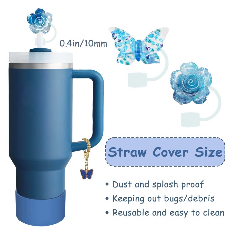 vikgle Stanley Cup Accessories Set,Including 2 Pcs 0.4in Straw Cover, 1 Silicone Spill-Proof Stopper Set of 3, 1 Cute Butterfly Handle Charm, 1 Silicone Boot Fits Stanley 40&30 Oz Tumbler (Stargaze) - Image 2