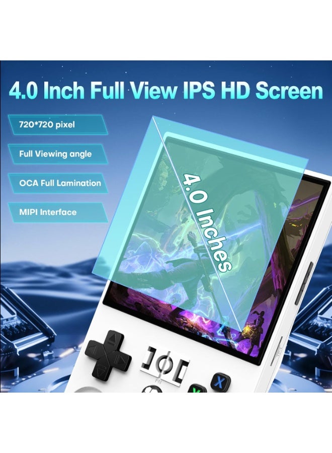 TIGER 2025 New Upgrade R36T Retro Handheld Game Console with 64GB Built-in 18000+ Classic Games, Portable Video Gaming Console Linux System, 4.0 Inch IPS Screen, 4000mAh Battery – White - Image 2