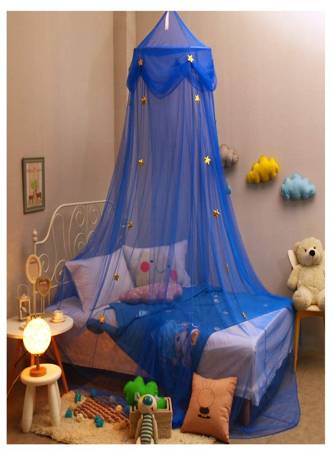 NYDECOR Mosquito Net Canopy Bed Curtains Dome Princess Stars Bed Tent for Girls Boys Kids Single Twin Full Queen Size Bed, Room Decor(Blue) - Image 1