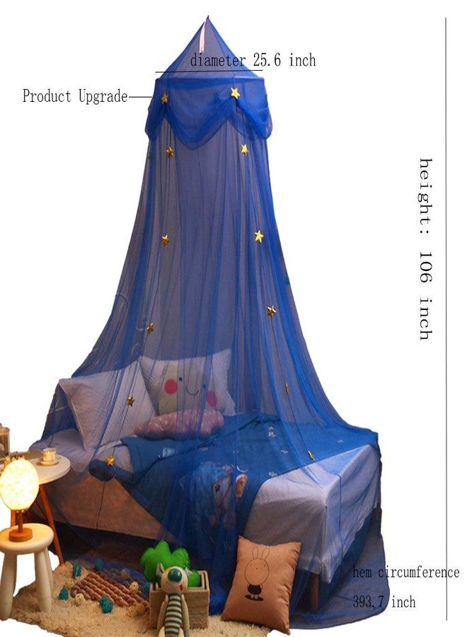 NYDECOR Mosquito Net Canopy Bed Curtains Dome Princess Stars Bed Tent for Girls Boys Kids Single Twin Full Queen Size Bed, Room Decor(Blue) - Image 4