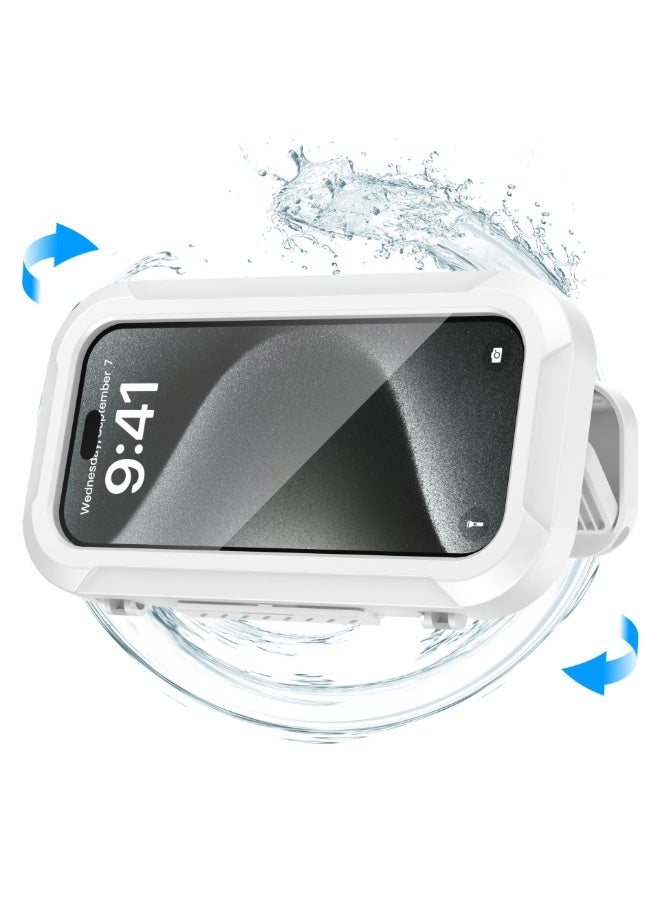 480° Rotating Shower Phone Holder Waterproof Case with Touch Screen, Shower Accessories Guardian Buddy Holder Wall Mount Shelf in Bathroom Bathtub for 4" - 6.5" Cell Phone - Image 3