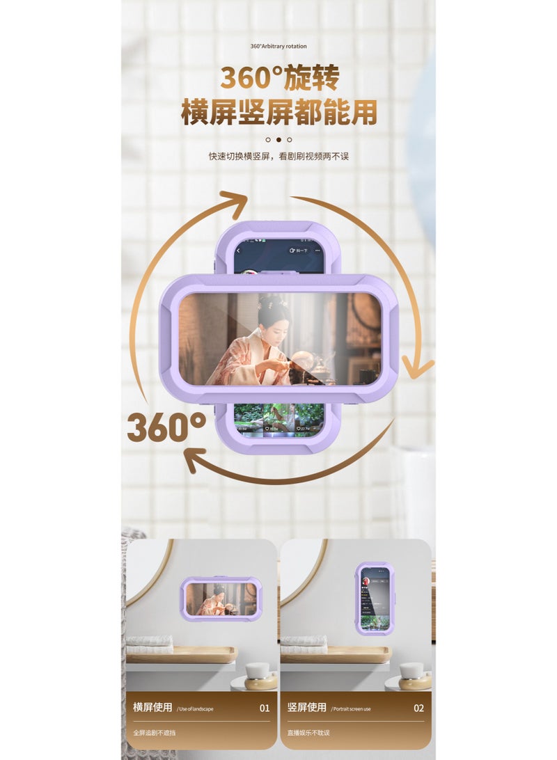 480° Rotating Shower Phone Holder Waterproof Case with Touch Screen, Shower Accessories Guardian Buddy Holder Wall Mount Shelf in Bathroom Bathtub for 4" - 6.5" Cell Phone - Image 4
