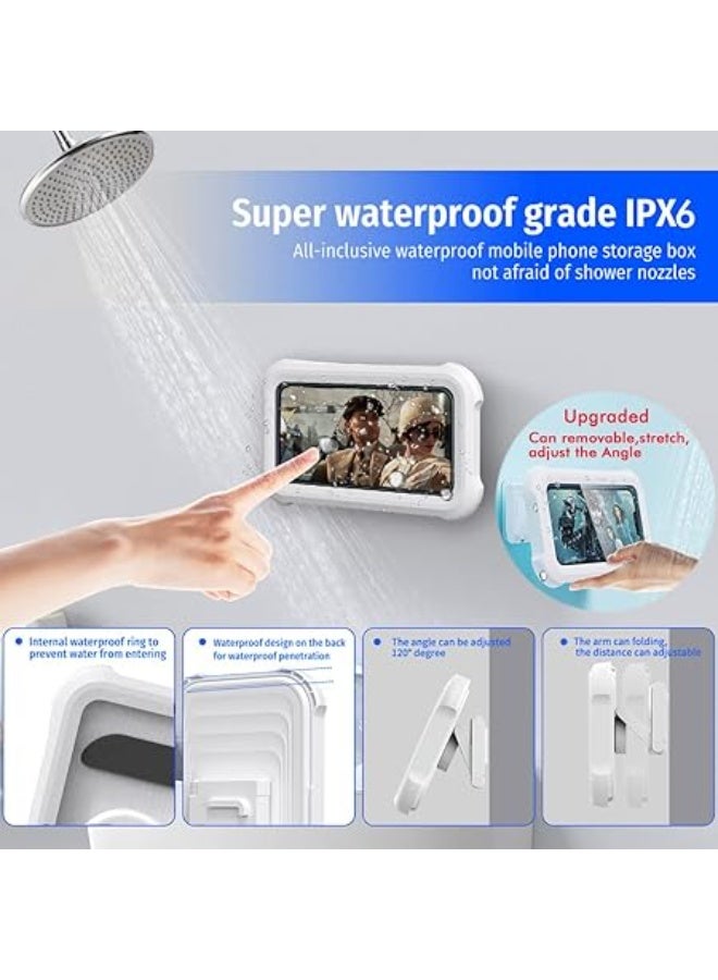 480° Rotating Shower Phone Holder Waterproof Case with Touch Screen, Shower Accessories Guardian Buddy Holder Wall Mount Shelf in Bathroom Bathtub for 4" - 6.5" Cell Phone - Image 2