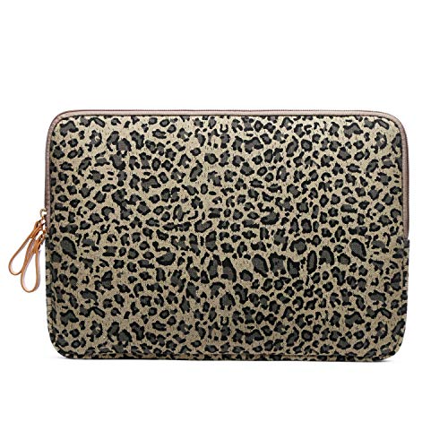 XSKN Yellow Leopard Spot Canvas Fabric Zipper Laptop Sleeve Case Cover for All 13 14 15 inch Computers, Laptop Bag for MacBook Air / Pro / Retina Laptops / Notebook (13 inch, for 13.3 inch Laptop) - Image 2
