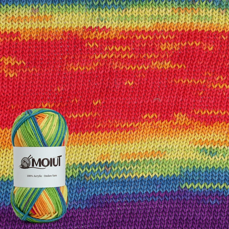 OMoiut Fluffy Variegated Yarn for Crocheting - 100% Acrylic Worsted Weight Yarn 4 - Bulky Ombre Yarns for Crocheting Sockã€Scarf and DIY Crafts - Premier Puzzle Yarns 3.5oz/169ydsï¼ˆRainbowï¼‰ - Image 3