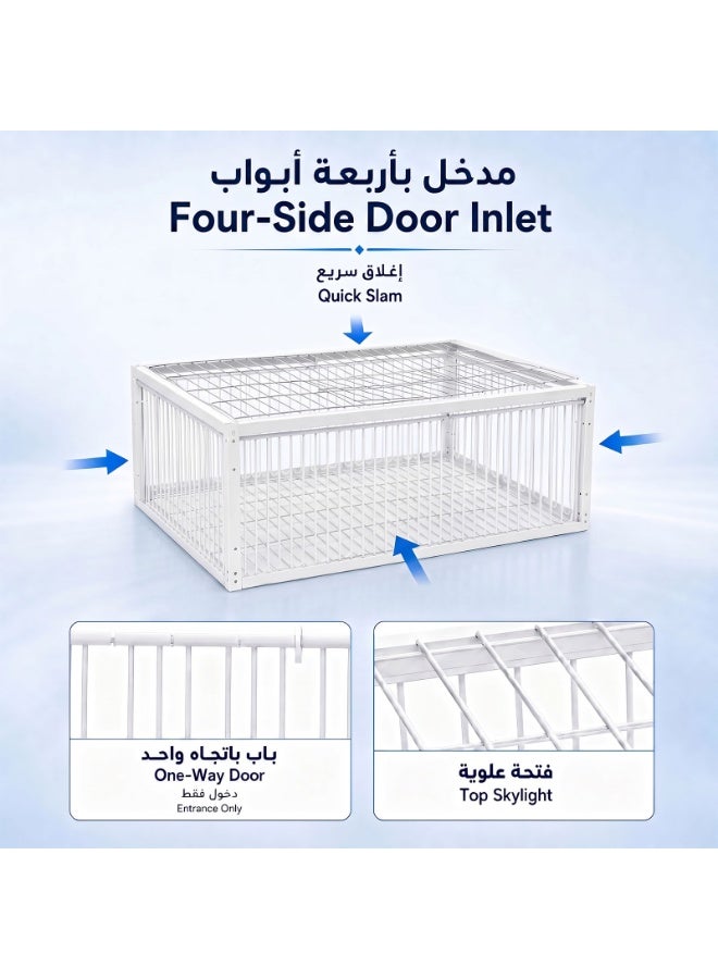 Large Pigeon Trap Cage 70 × 40 × 26 cm, Metal Bird Catcher Cage with 4 One-Way Entry Doors & Top Access Door, Escape-Resistant Live Bird Cage for Pigeons, Doves, Sparrows, Quails, Finches & Small Birds, for Balcony, Garden, Farm & Outdoor Use - Image 3