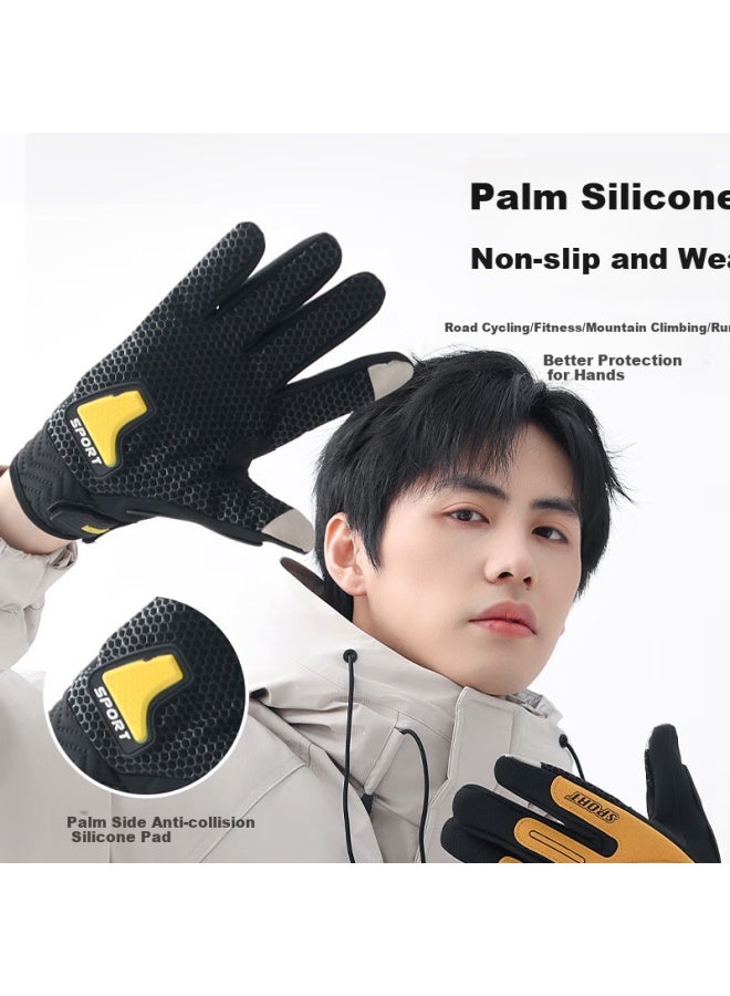 Ousen Cycling Gloves Motorcycle Autumn And Winter Warmth Plus Velvet Outdoor Windproof Waterproof Anti-slip Touch Screen Driving Full Finger Men - Image 4
