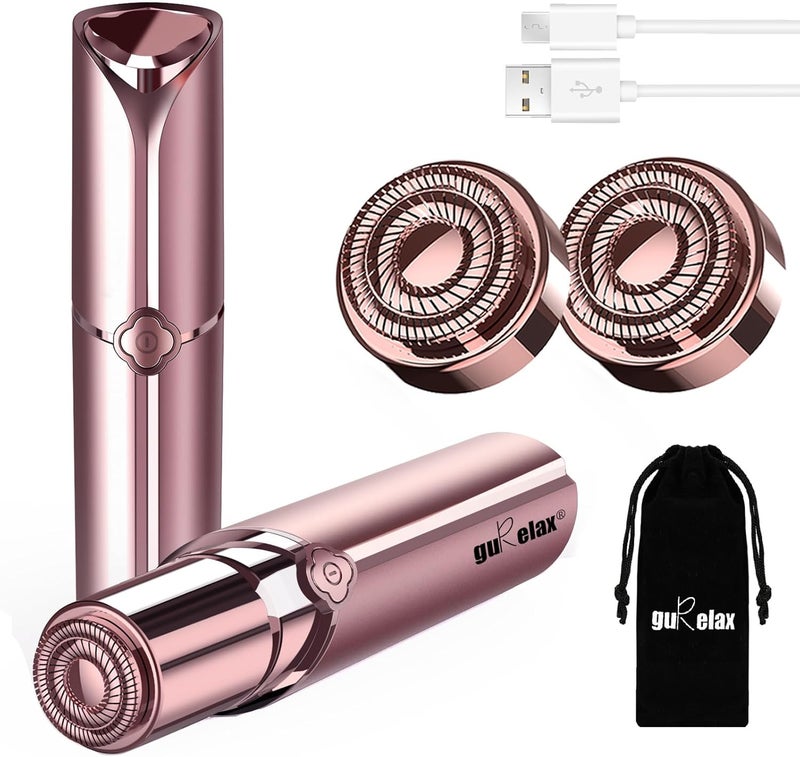 Gurelax Facial Hair Removal for Women - Electric Painless Face Shaver with 2 Replacement Heads - Image 1