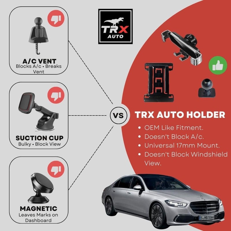 TRX AUTO Phone Holder Mount With Gravity Phone Holder For Mercedes S Class 2021 To 2025 | Mercedes Benz S450, S500, S600, S63, S65 & S Class Coupe Accessories | Mobile Phone Holder - Image 2