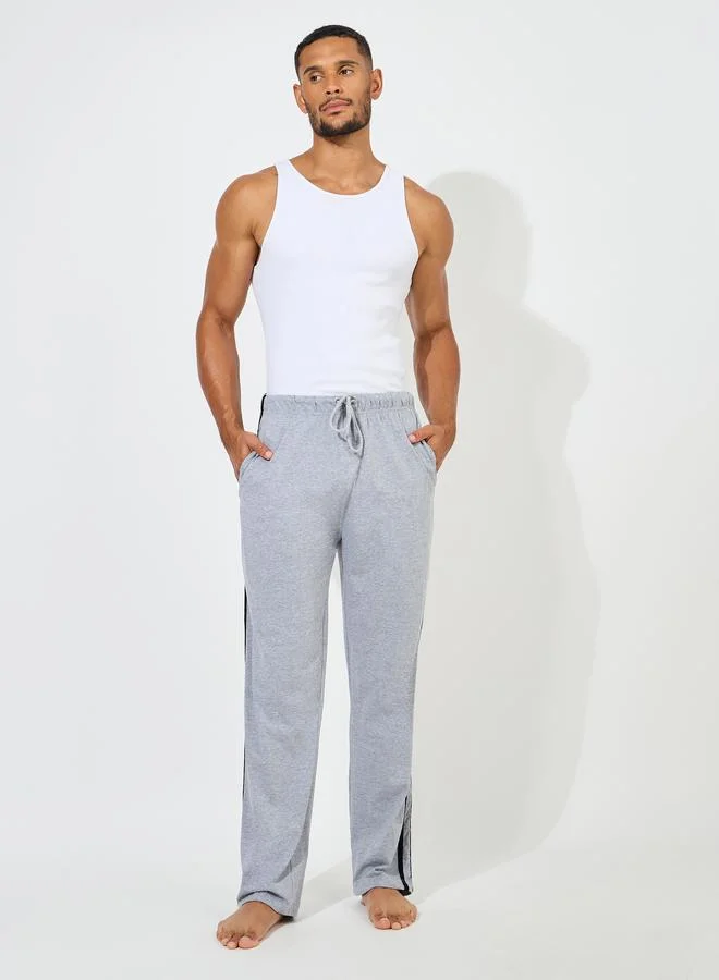 ستايلي Straight Fit Knitted Pyjama with Side Piping Detail