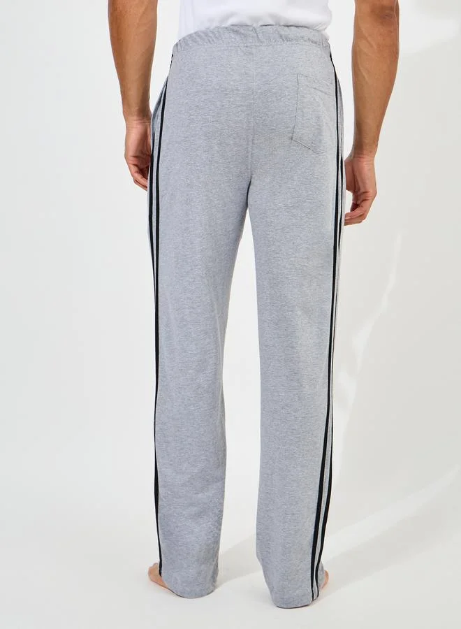 ستايلي Straight Fit Knitted Pyjama with Side Piping Detail