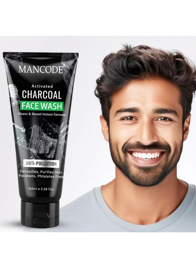 MAN CODE Mancode Activated Charcoal Face Wash for Men | Deep Cleansing, Oil Control, Anti-Pollution, and Instant Fairness | Detoxifies and Purifies Skin |100ml - Image 1