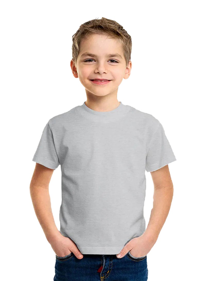 Selecta Now Boys Premium 100% Combed Cotton Plain Crew Neck T-Shirts Soft Breathable Tees Grey Comfortable Cotton Jersey Shirts For Boys  - Image 1