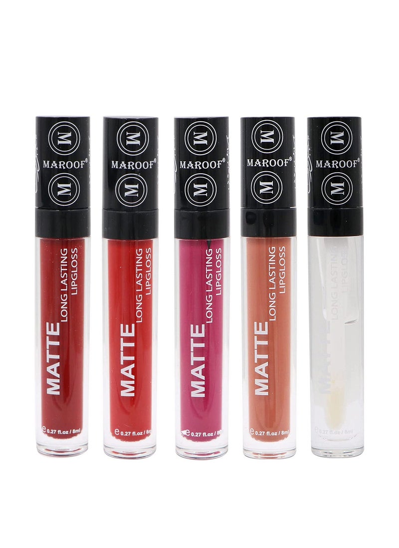 MAROOF Matte Long Lasting Lipgloss, 8ml, With Me Always, Pack of 5 - Image 1