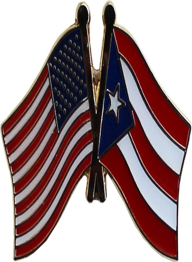 Flagline USA and Puerto Rico Flag Die-struck Metal Friendship Lapel Pin with Butterfly Clasp Closure - Image 1
