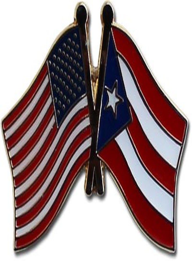 Flagline USA and Puerto Rico Flag Die-struck Metal Friendship Lapel Pin with Butterfly Clasp Closure - Image 2