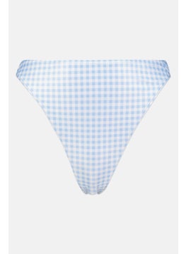 Peek & Beau Women Gingham Pattern Bikini Bottom, Blue  - Image 1