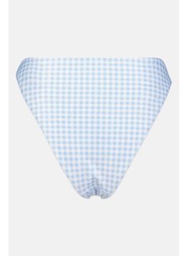 Peek & Beau Women Gingham Pattern Bikini Bottom, Blue  - Image 2