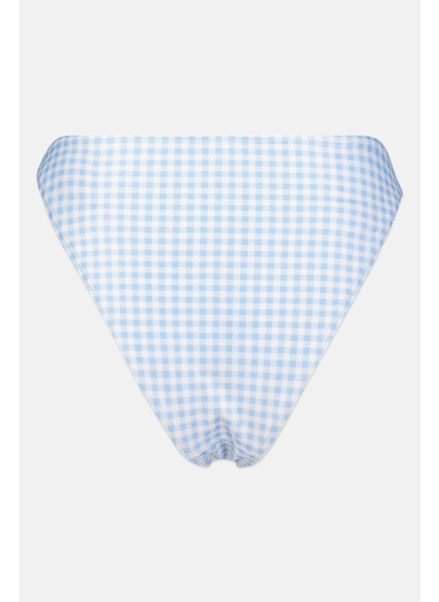 Peek & Beau - Women Gingham Pattern Bikini Bottom, Blue - Image 1