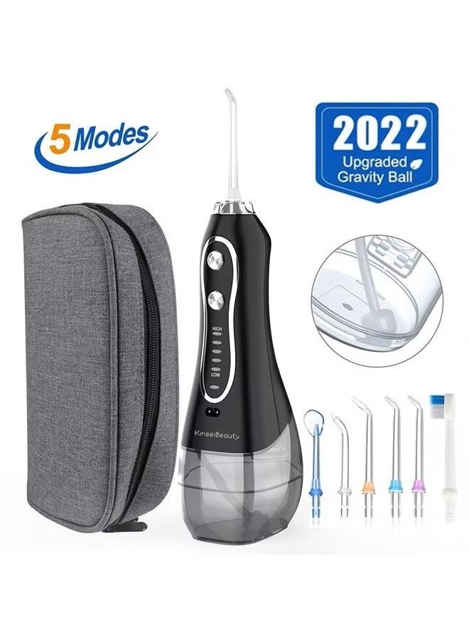 KinseiBeauty Water Dental Flosser for Teeth Cleaning, Dental Oral Irrigator with 5 Modes, 5 Jet Nozzles, 1 Toothbrush Head, IPX7 Waterproof, 300ML Water Tank  - Image 1
