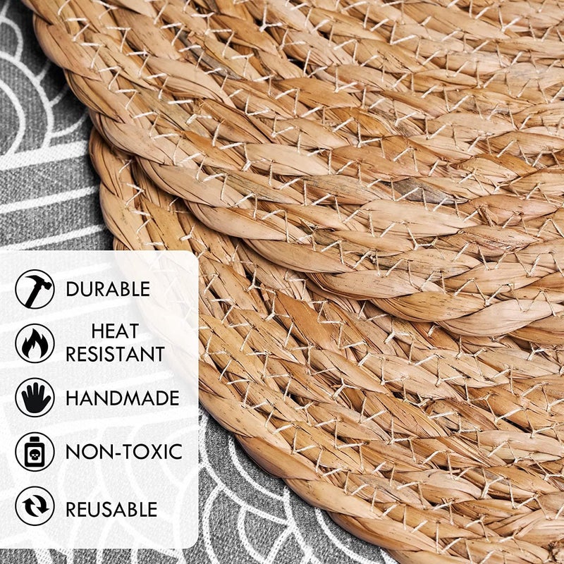 Home Hand-Woven Anti-Scalding Japanese-Style Busweed Corn Leather Mat Placemat Tea Cup Heat Insulation Mat Bowl Mat - Image 5