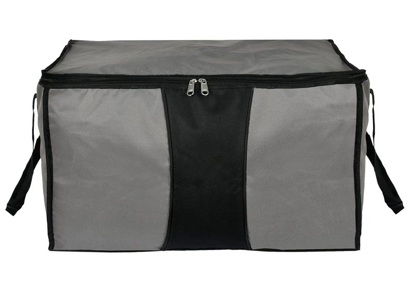Kuber Industries Large Size Canvas MultiPurpose Storage BagClothing Storage OrganizerToy Storage BagStationery Paper Storage Bag with Zipper Closure and Strong Handle Grey Black - Image 1