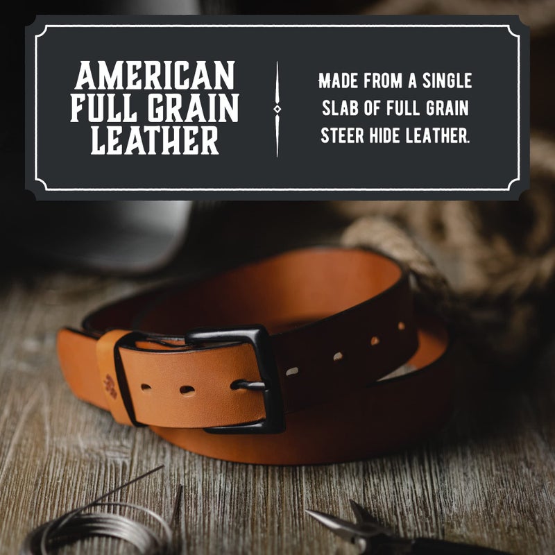 Main Street Forge Main Street Forge All American Leather Belt | Made in USA | Men's Heavy Duty Work Belt | Tan-32  - Image 5