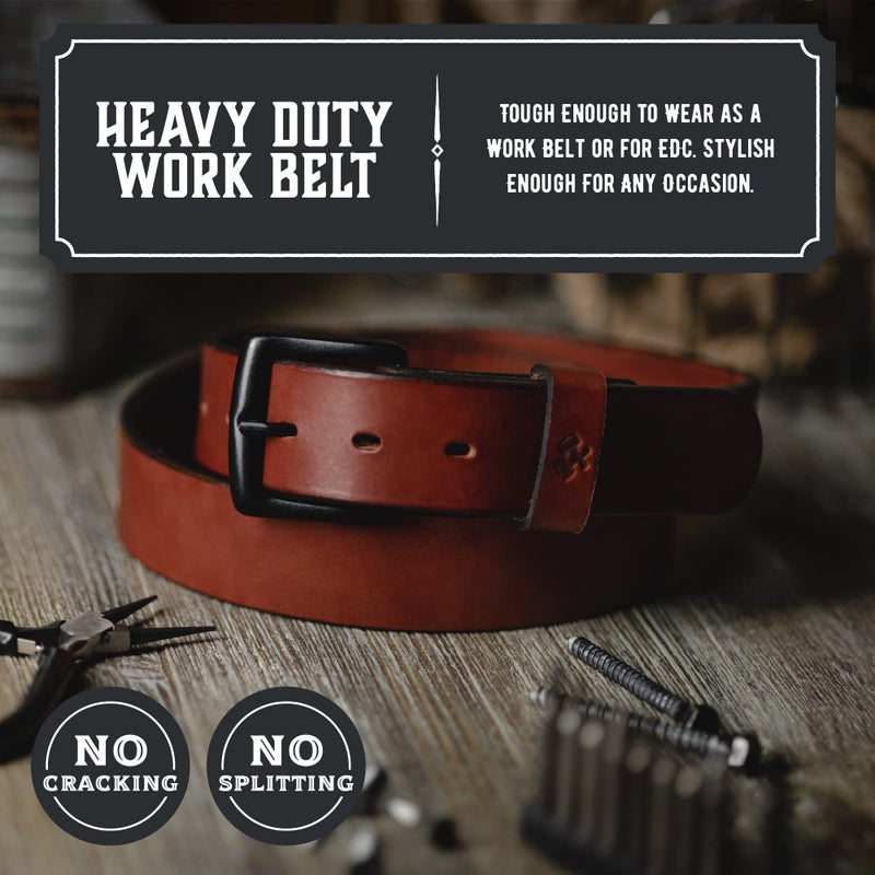 Main Street Forge Main Street Forge All American Leather Belt | Made in USA | Men's Heavy Duty Work Belt | Tan-32  - Image 2